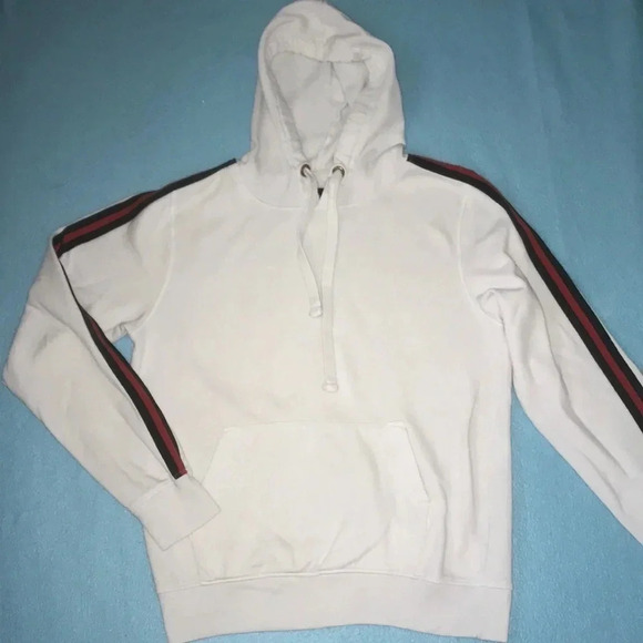 𝅺LIBERTADOR hooded sweatshirt dark green and red stripes on long sleeves size M - Picture 1 of 8